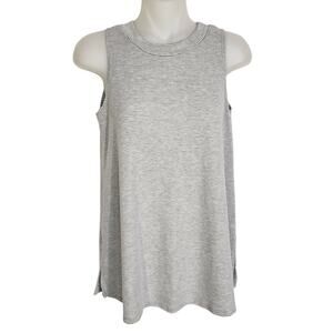 Puella Womens Top Small Sleeveless Striped Gray Rayon Blend Ribbed High Neck